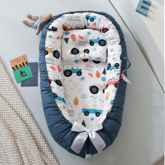 berceau portable bébé voiture bleue